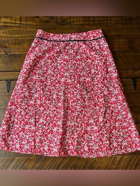 Christopher & Banks Red Floral A-Line Skirt